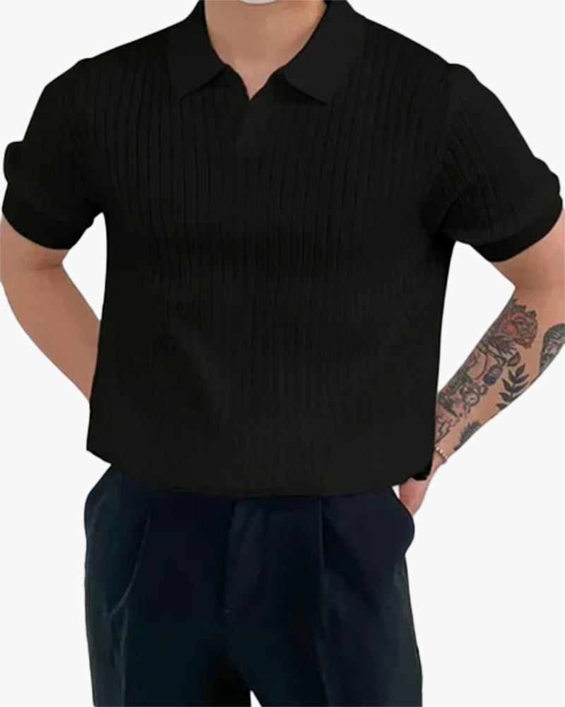 Ribbed Short Sleeve T-Shirt | Breathable Polo Style