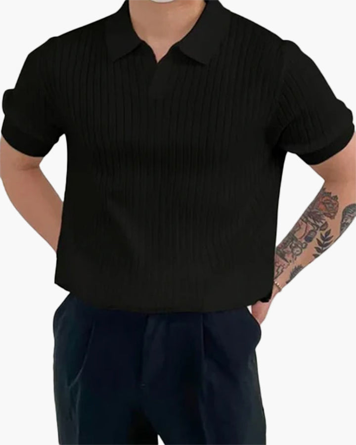 Ribbed Short Sleeve T-Shirt | Breathable Polo Style