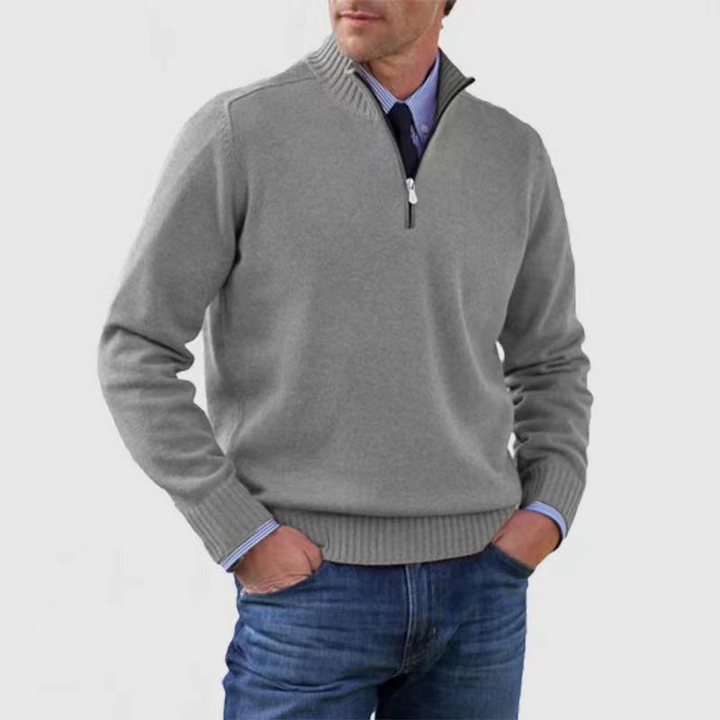 Men’s Quarter Zip Knit Jumper | Stand Collar