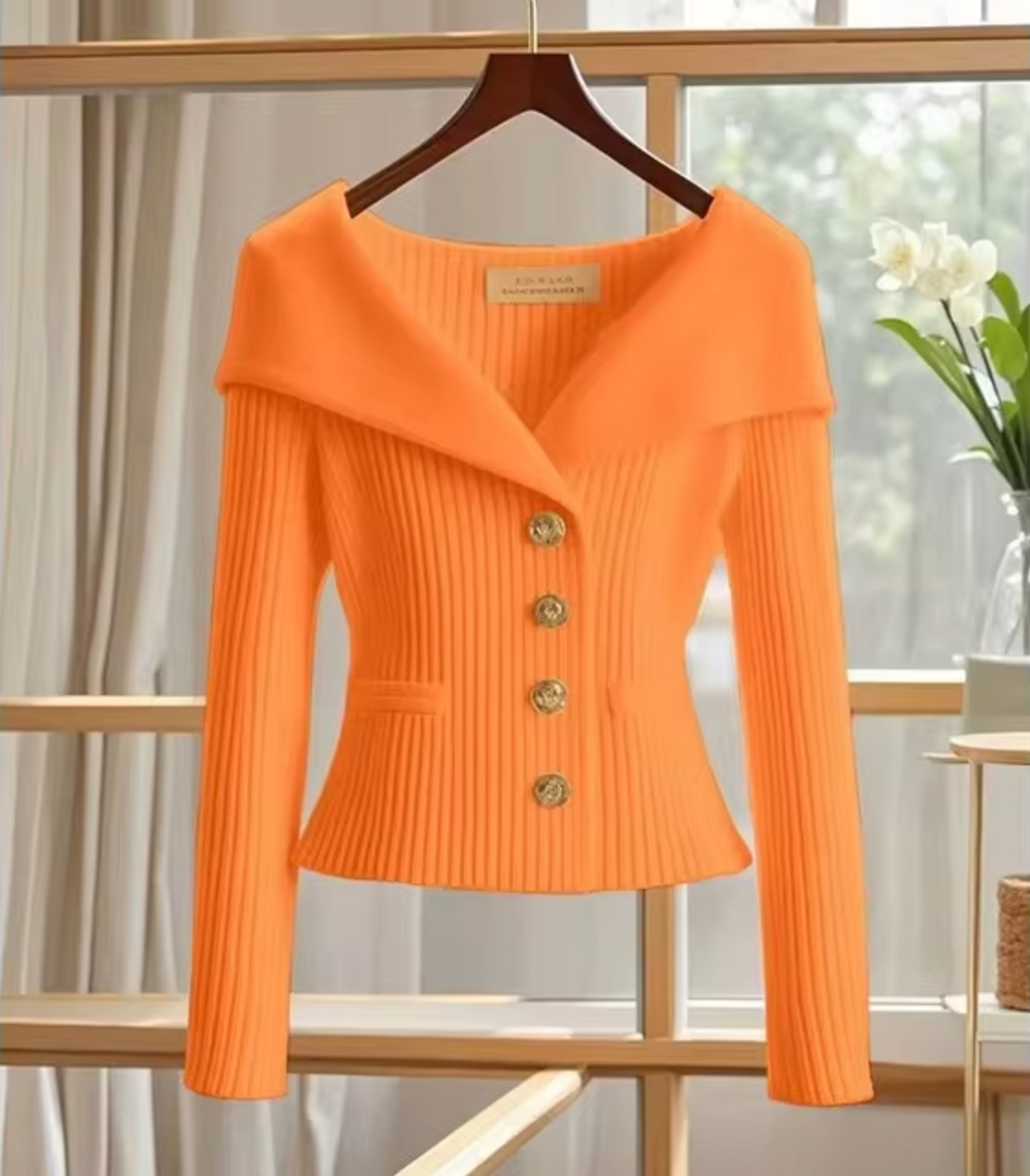 Women’s Fitted Button Cardigan | Off Shoulder