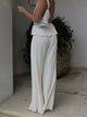 Women's Backless Pleated Two Piece Set | Wide Leg