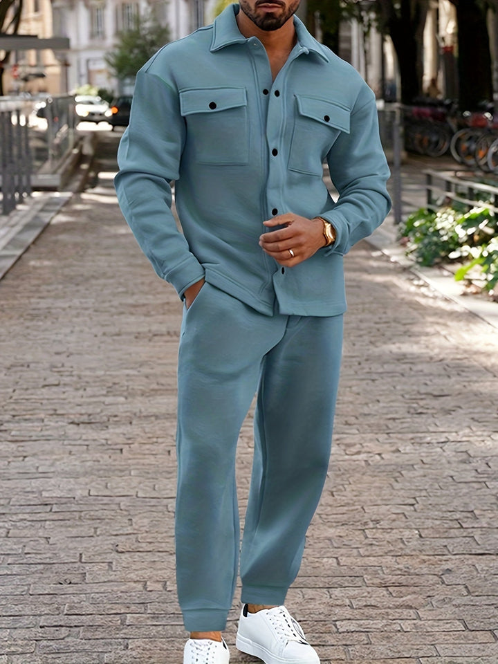 Men’s Two-Piece Tracksuit | Button-Up Shirt & Joggers