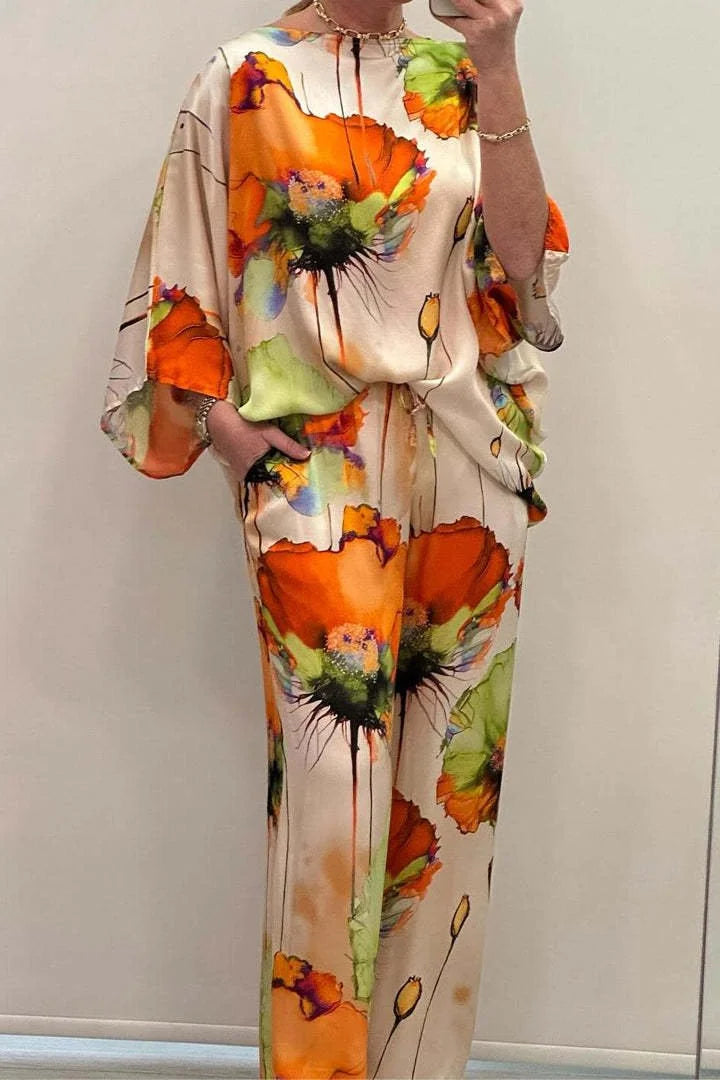 Women’s Wide Leg Two-Piece Set | Artistic Print