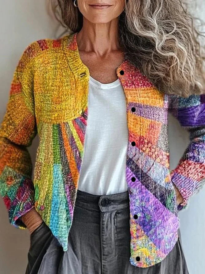 Women’s Patchwork Print Cardigan | Button-Up