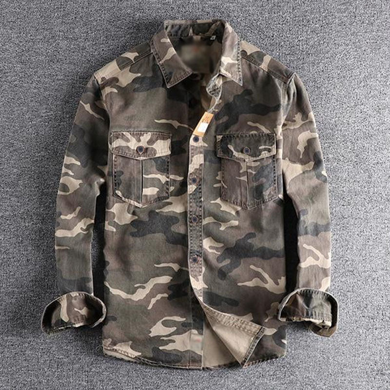 Sawyer - Washed camo cargo shirt