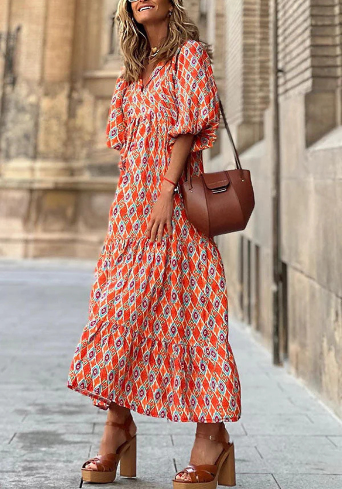 Noemi | Women’s Summer Puff Sleeve Dress | Midi