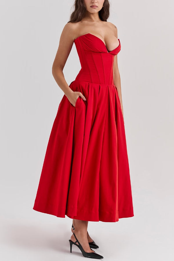 Women’s Corset Pleated Dress | Midi