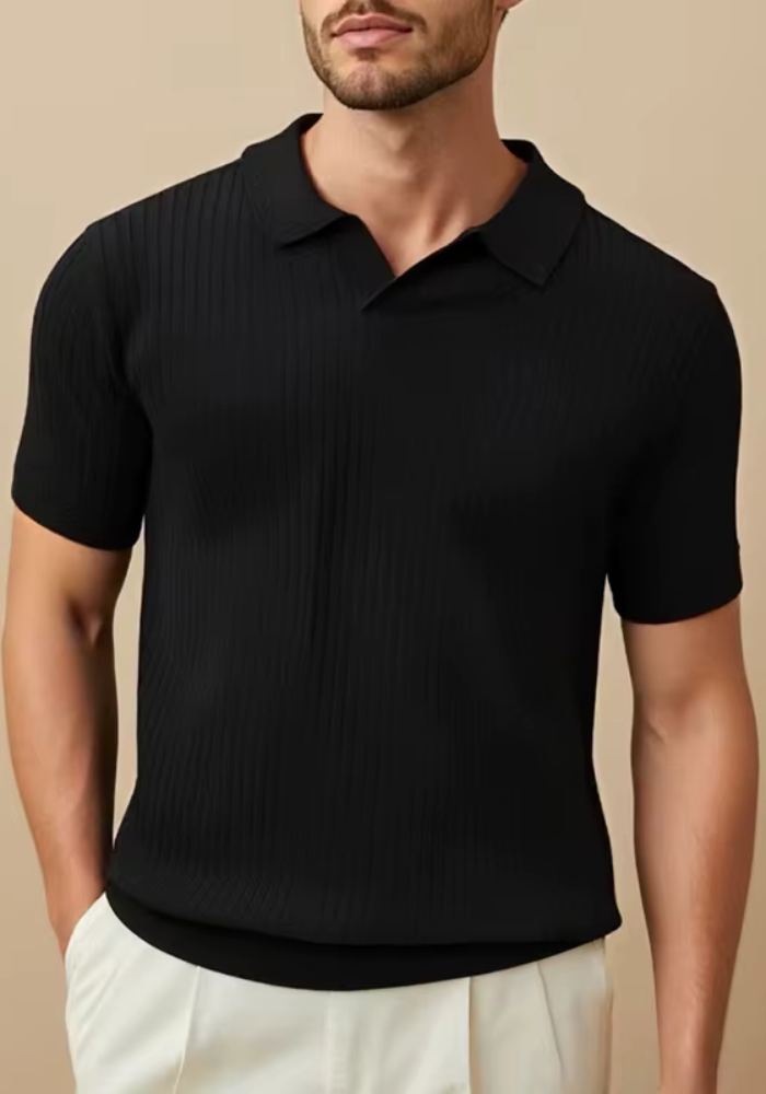 Ribbed Short Sleeve T-Shirt | Breathable Polo Style