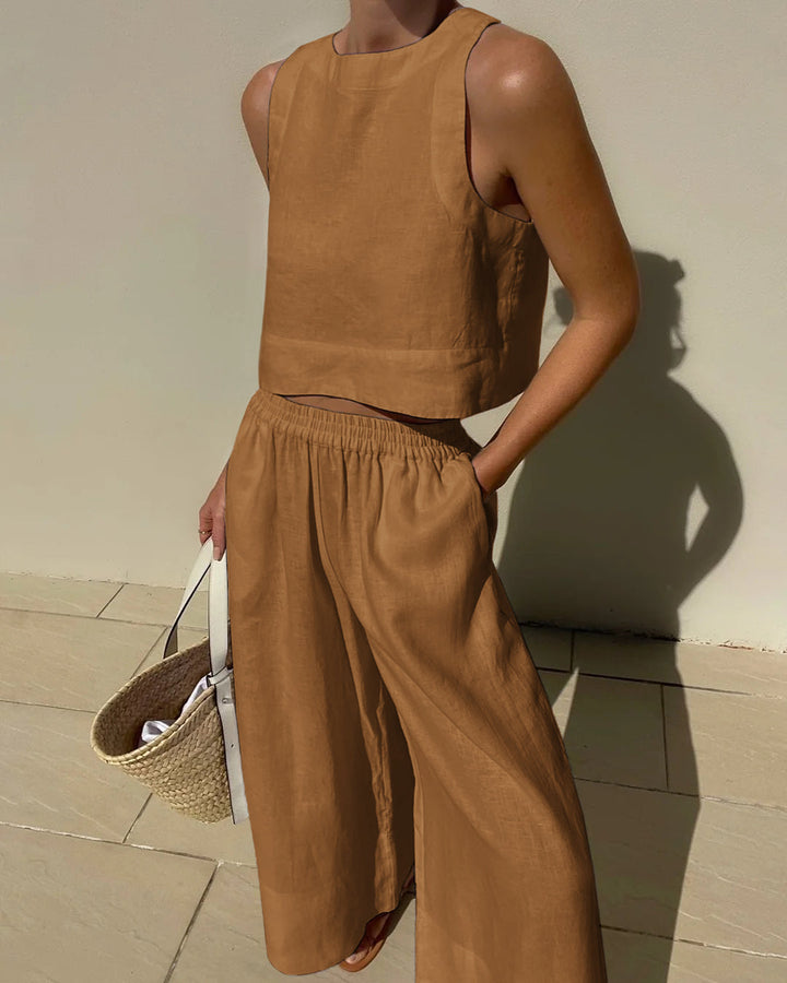 Women’s Sleeveless Two-Piece Set | Wide Leg