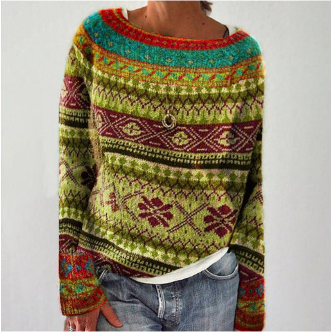 Women’s Printed Sweater | Crew Neck