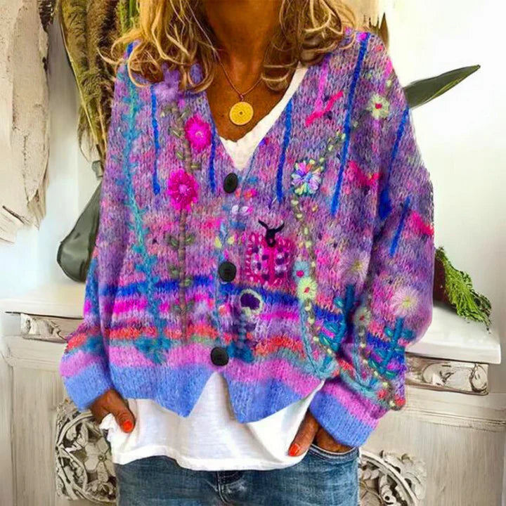 Women’s Floral Knit Cardigan | Button-Up