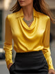 Women’s Elegant Draped Blouse | Long Sleeve