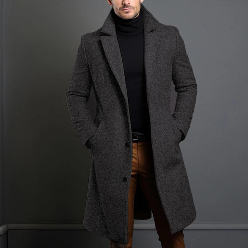 Caleb - Men's Stylish and Comfortable Long Winter Coat in Wool