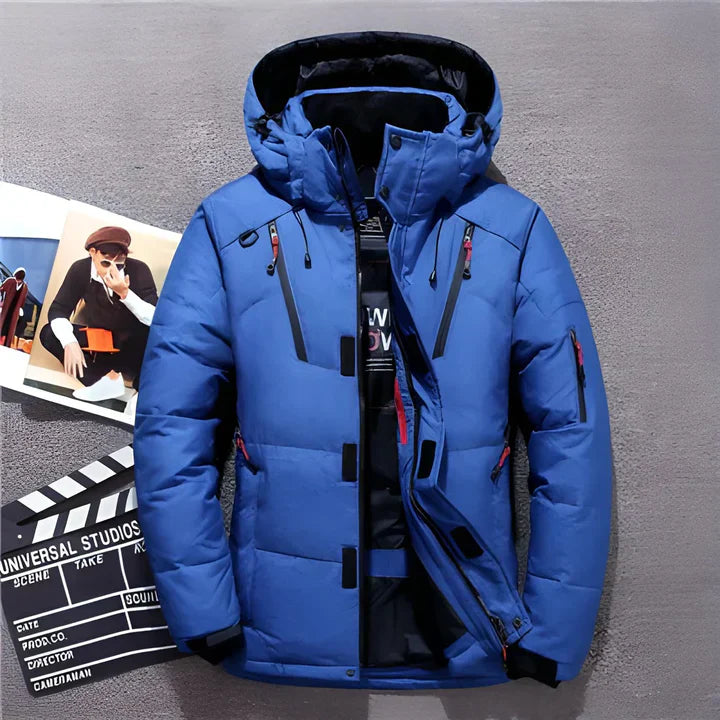 Men’s Puffer Jacket | Hooded Parka with Zipper Pockets