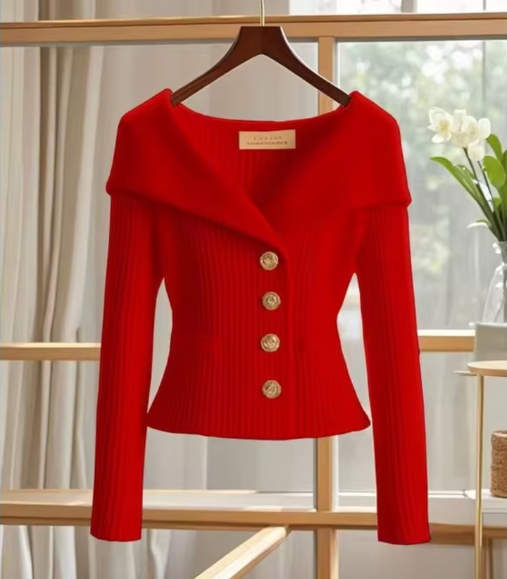 Women’s Fitted Button Cardigan | Off Shoulder