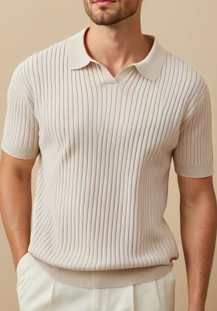 Ribbed Short Sleeve T-Shirt | Breathable Polo Style