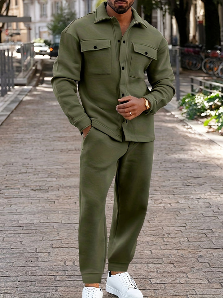 Men’s Two-Piece Tracksuit | Button-Up Shirt & Joggers