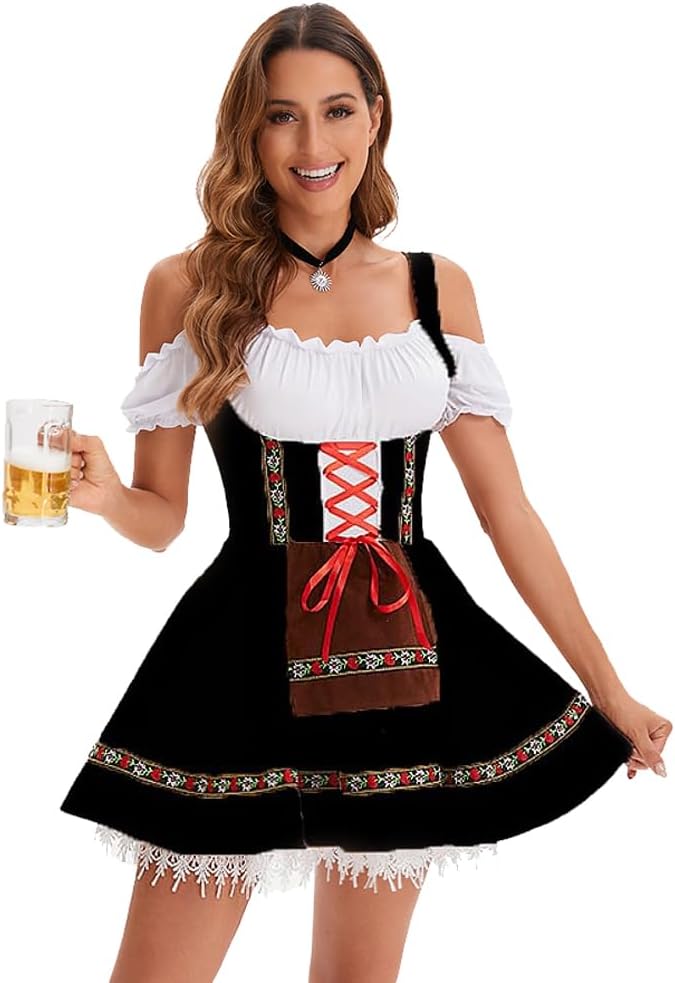 Women’s Oktoberfest Costume | Plus Size Puff Sleeve Mini Dress