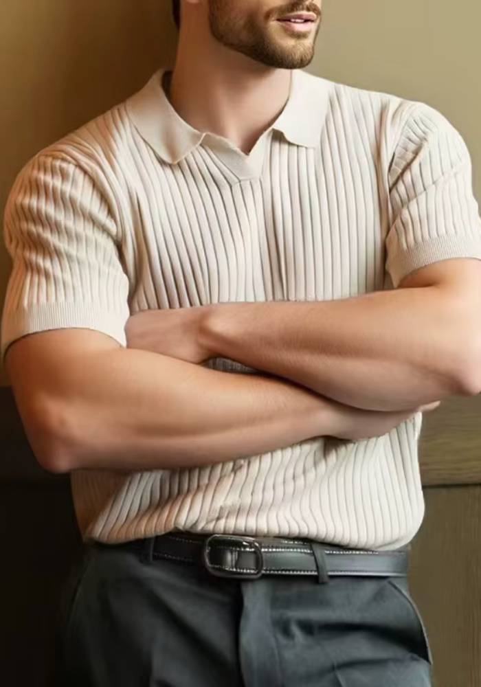 Ribbed Short Sleeve T-Shirt | Breathable Polo Style