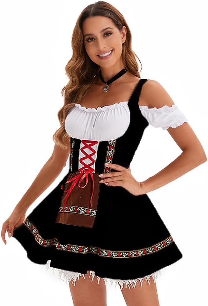 Women’s Oktoberfest Costume | Plus Size Puff Sleeve Mini Dress