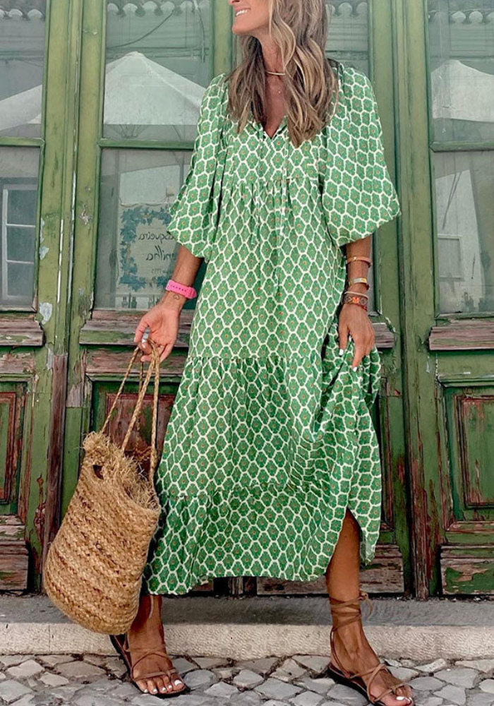 Noemi | Women’s Summer Puff Sleeve Dress | Midi