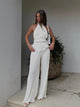 Women's Backless Pleated Two Piece Set | Wide Leg