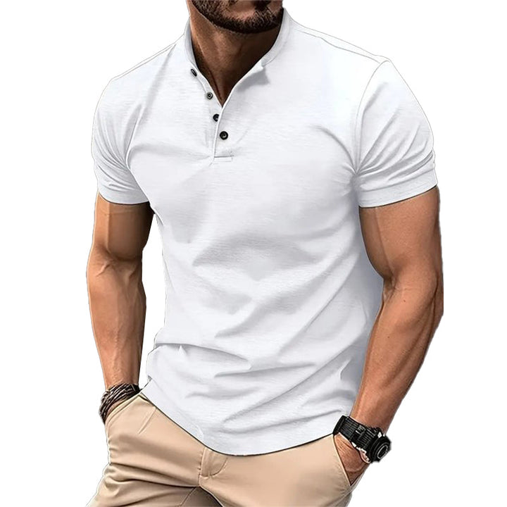 Elliot - Men's Solid Color Button Henley Neck Sports Polo Shirt