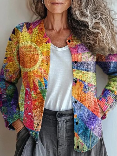 Women’s Patchwork Print Cardigan | Button-Up