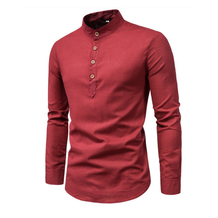 Roman - Solid Color Stand Collar Shirt