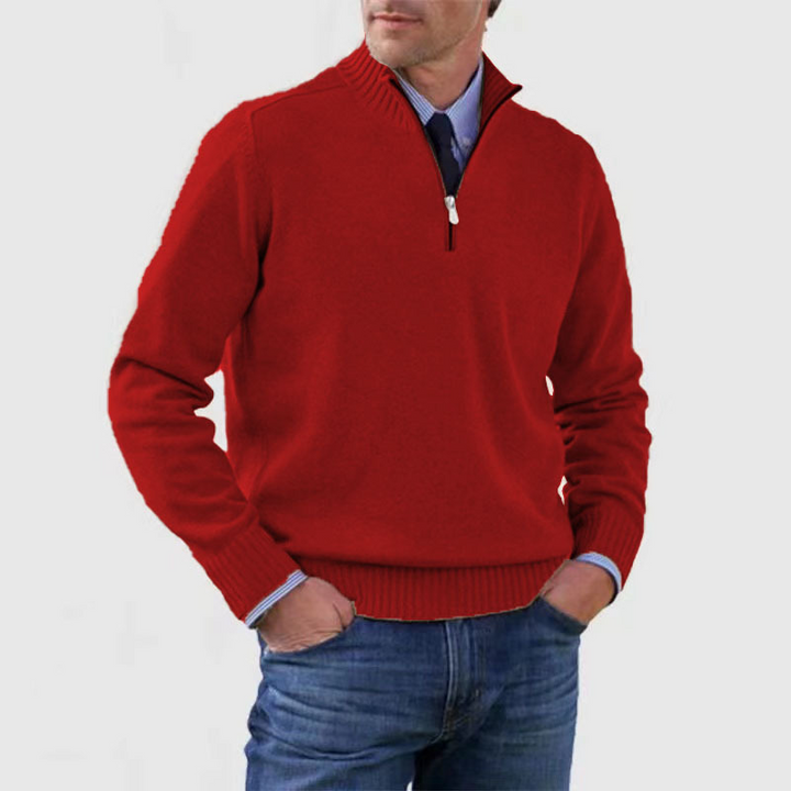 Men’s Quarter Zip Knit Jumper | Stand Collar