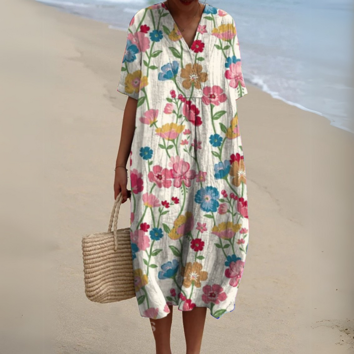 Women’s Loose V-Neck Dress | Midi