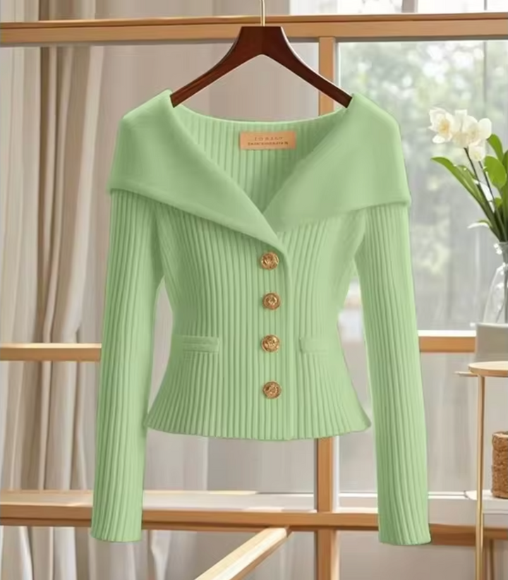 Women’s Fitted Button Cardigan | Off Shoulder