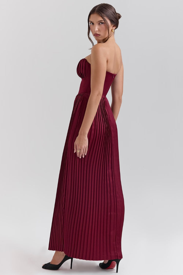 Women’s Strapless Pleated Dress | Maxi