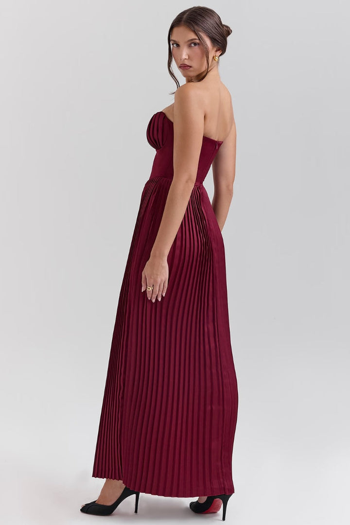 Women’s Strapless Pleated Dress | Maxi