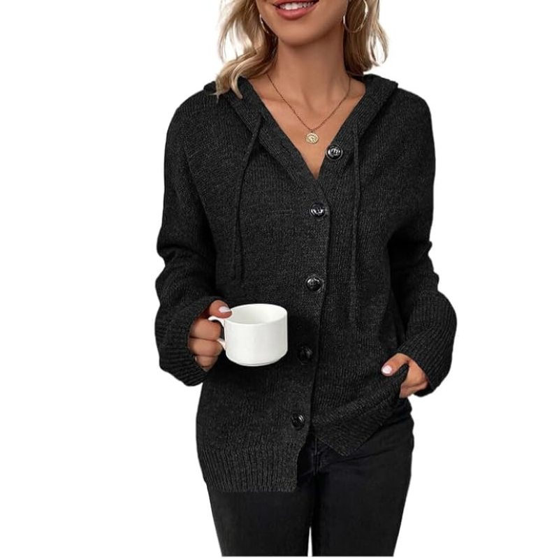 Women’s Button-Up Knit Cardigan | Hooded