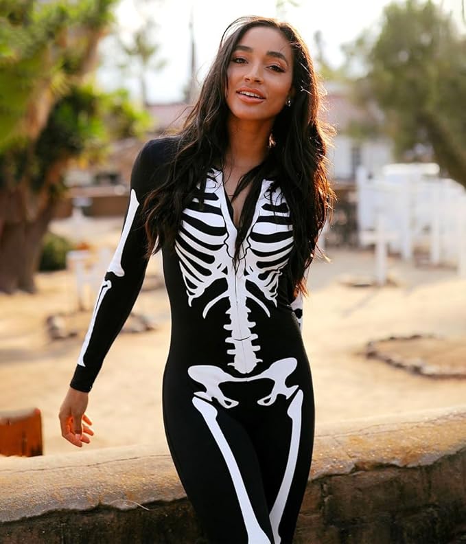 Women’s Halloween Jumpsuit | Skeleton Print Costume