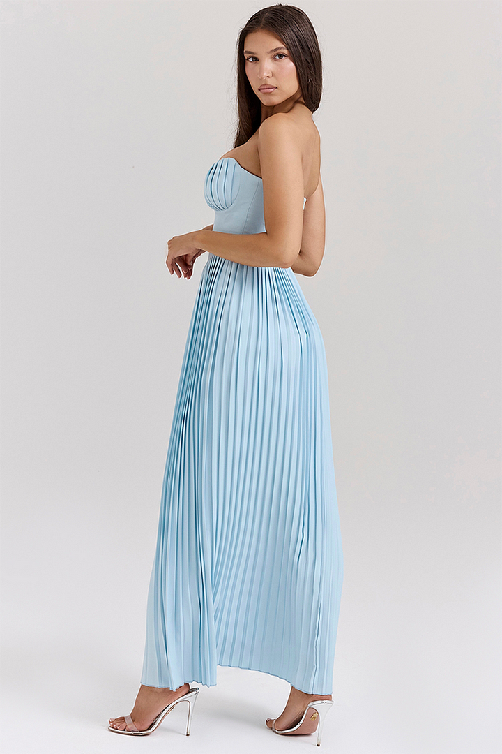 Women’s Strapless Pleated Dress | Maxi