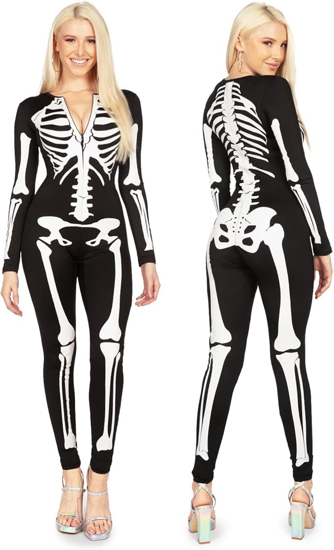 Women’s Halloween Jumpsuit | Skeleton Print Costume