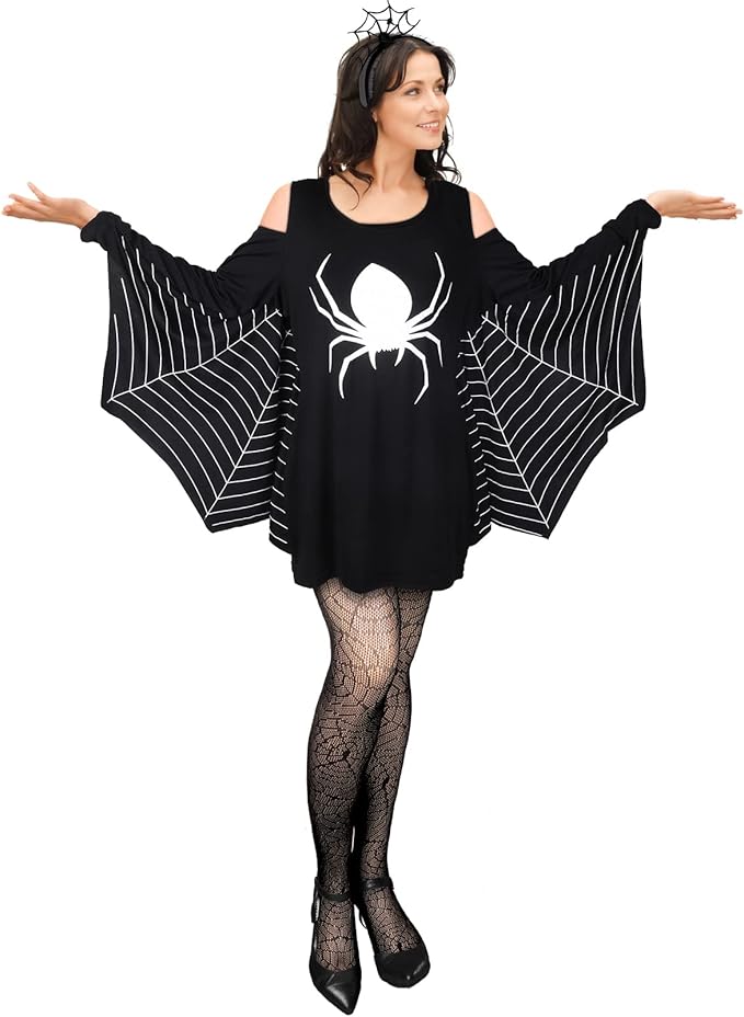 Women’s Halloween Costume Dress | Spider & Web Print