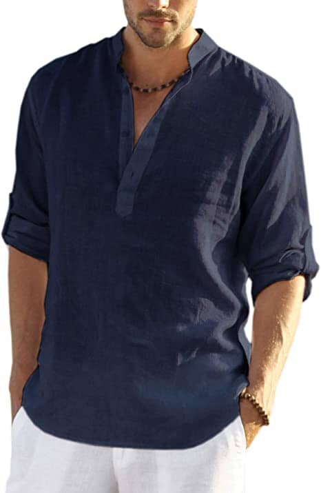 Men’s Long Sleeve Henley Shirt | Relaxed Fit