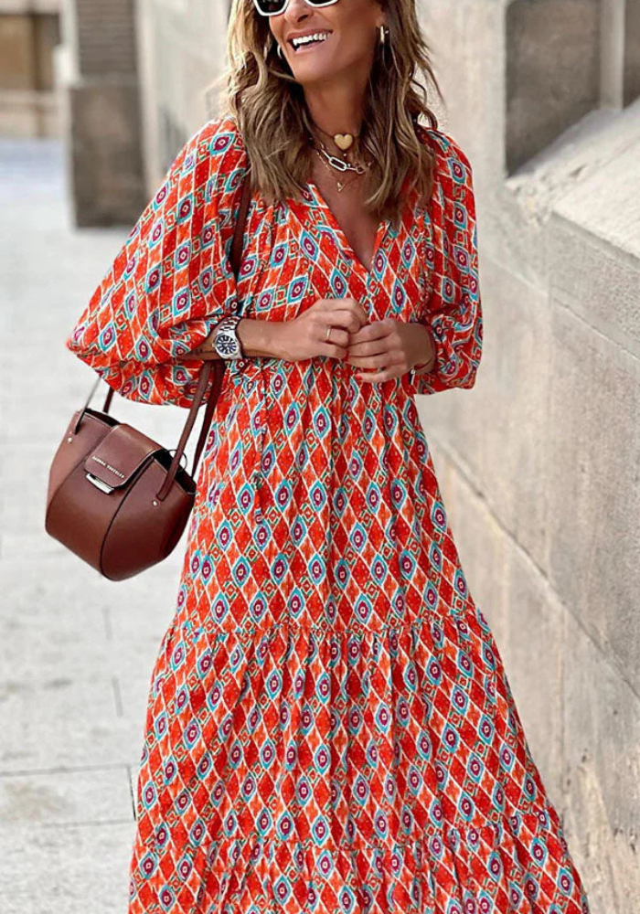Noemi | Women’s Summer Puff Sleeve Dress | Midi