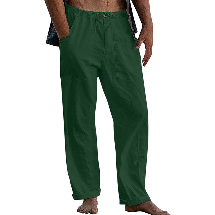 Theo - Casual solid cotton linen pants