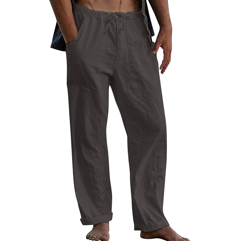 Theo - Casual solid cotton linen pants