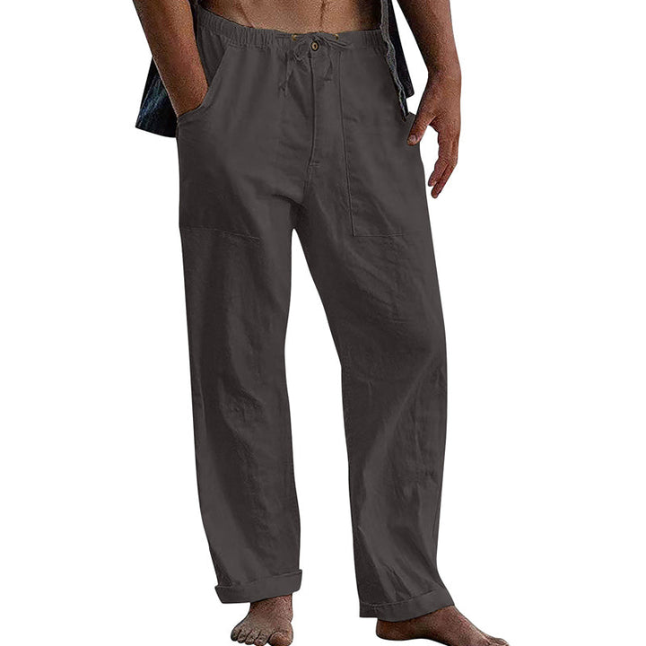 Theo - Casual solid cotton linen pants