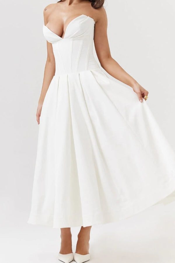 Women’s Corset Pleated Dress | Midi