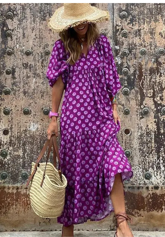 Noemi | Women’s Summer Puff Sleeve Dress | Midi