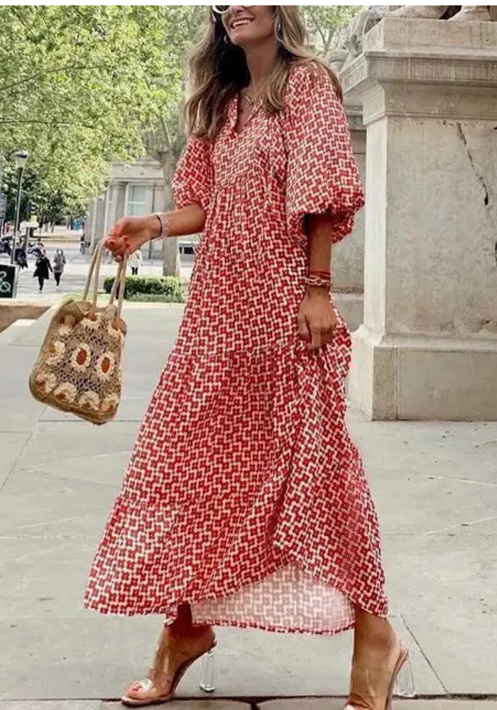 Noemi | Women’s Summer Puff Sleeve Dress | Midi