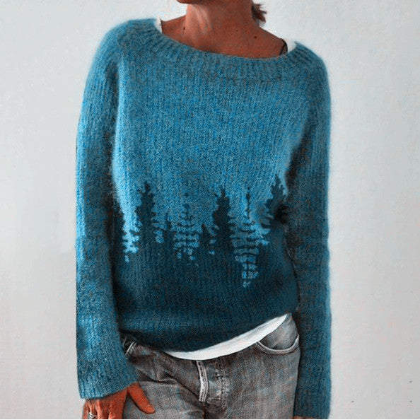 Women’s Printed Sweater | Crew Neck