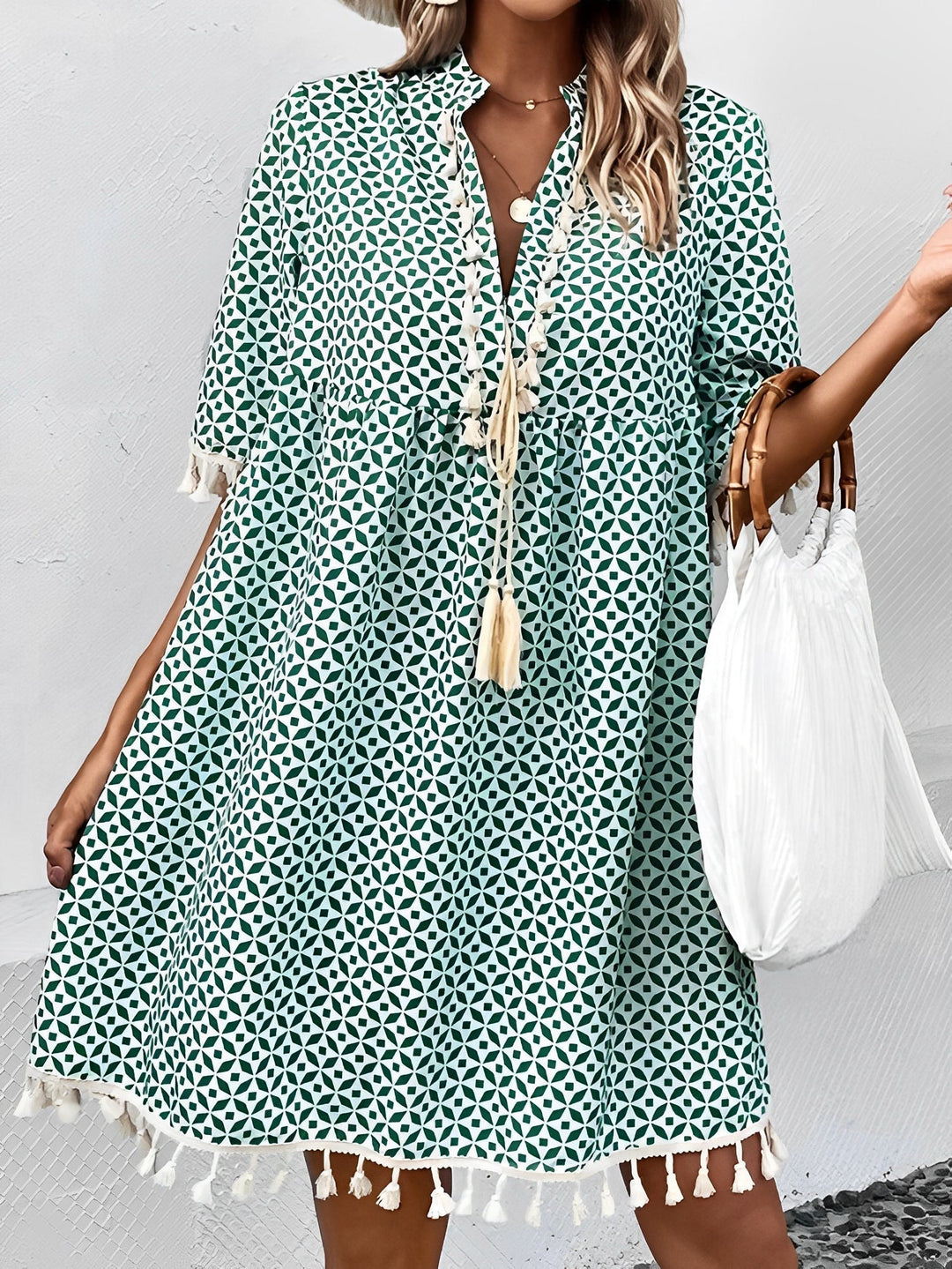 Women’s Printed Tassel Dress | Loose Fit