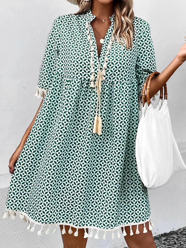 Women’s Printed Tassel Dress | Loose Fit